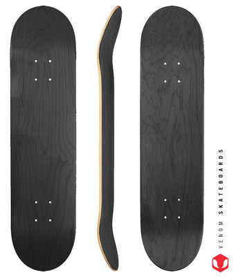 Venom Blank Skateboard Deck - Black - 7.75" to 8.25" - Venom Skateboards